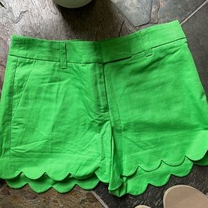 JCrew Factory NWT Lime Green Scalloped Shorts, Size 0